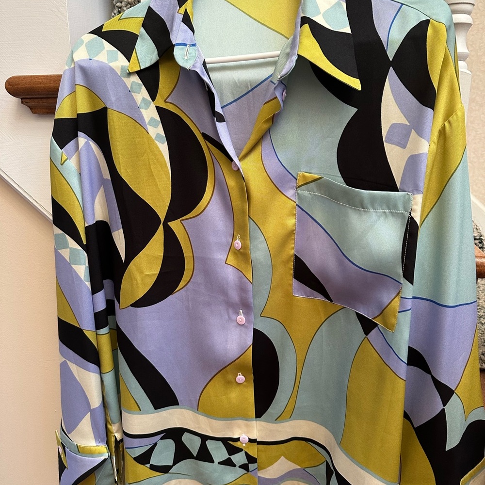 Colorful Abstract Button-Up Shirt ZARA